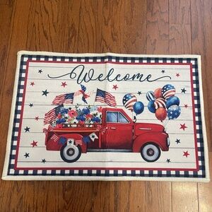 Indoor 4th Of July Patriotic Truck Welcome Mat 24” X 16”
